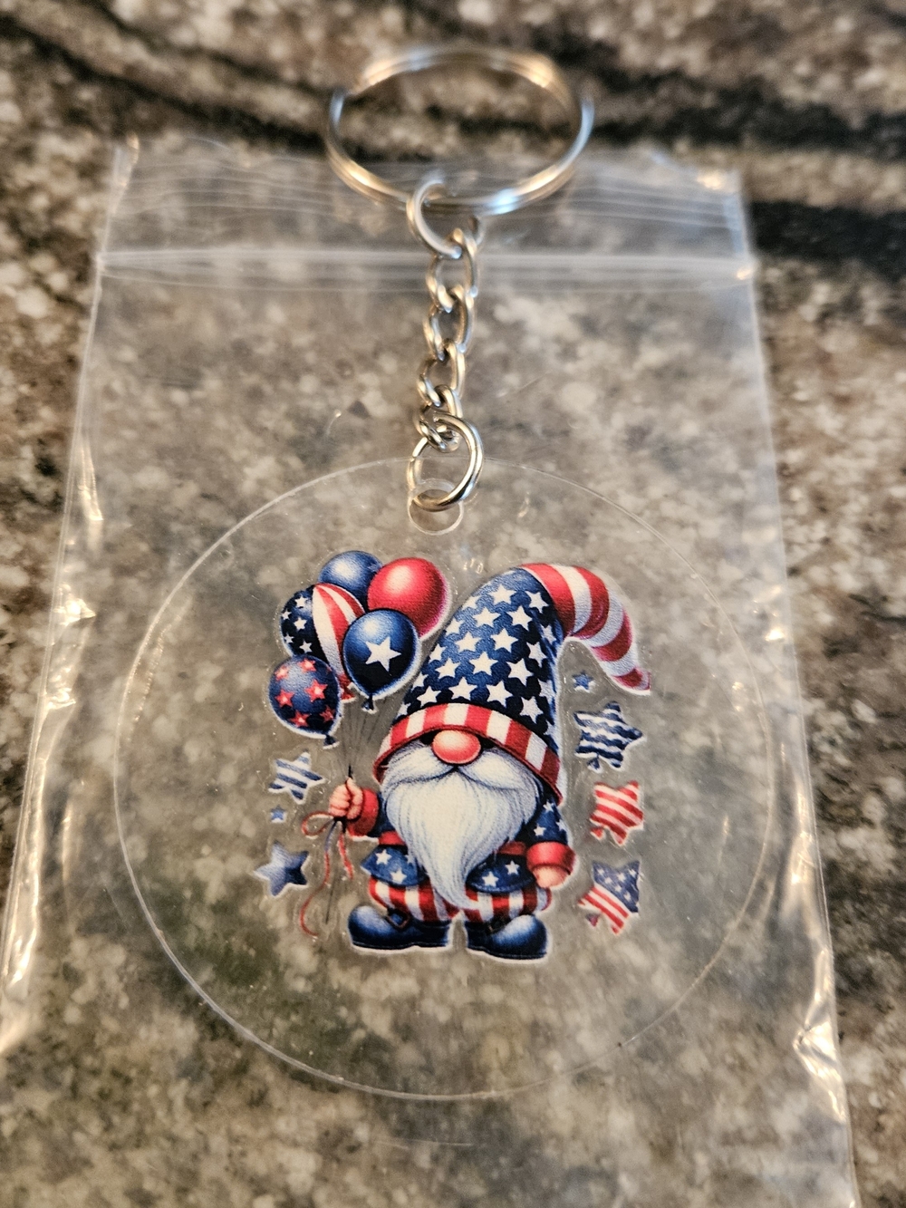 Patriotic Gnome Key & Card Holder - Red, White & Blue